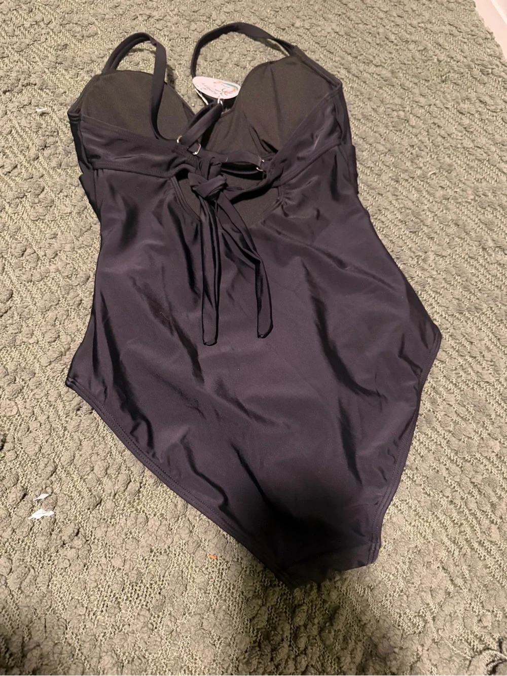 Ruched Halter One-Piece Swimsuit in Black